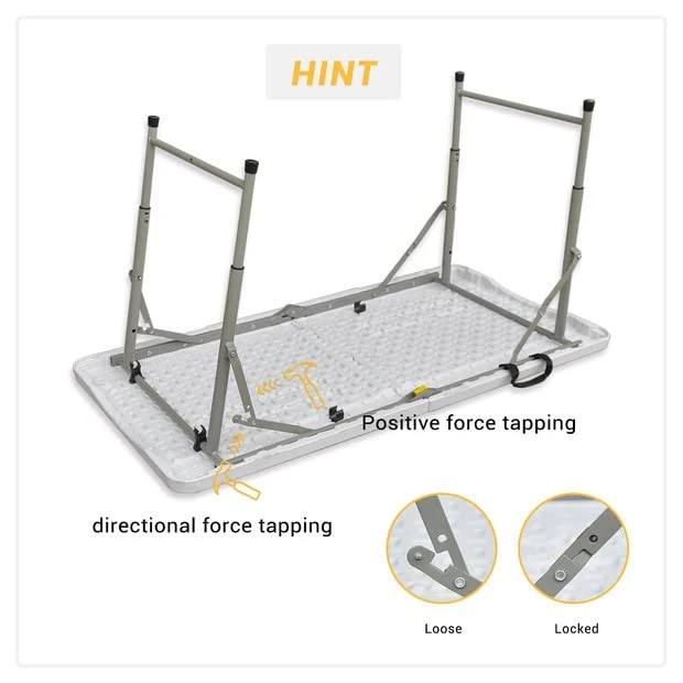 Gnomiya Folding Tables, Portable Folding Card Table Indoor Outdoor Heavy Duty Fold-in-Half Plastic Foldable Dining Table W/Handle, Lock For Picnic, Party, Camping(4ft) - Image 4