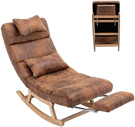 UFINEGO Rocking Chair Nursery Glider Chair For Nursery Comfy Chair 51.37 INCH Comfortable Living Room Chair With Lumbar Support Footrest Glider Chair For Nursery, Coffee - Image 9