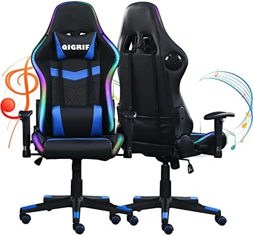 LED Computer Gaming Chair With Bluetooth Speakers And RGB Lights, Ergonomic Gamers Chair, Office Chair For Adults, Video Gaming Chair For Gift (Blue) - Image 6