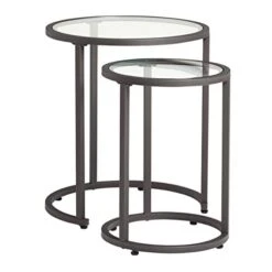Studio Designs Home Camber Nesting Tables Metal And Glass Side Tables
