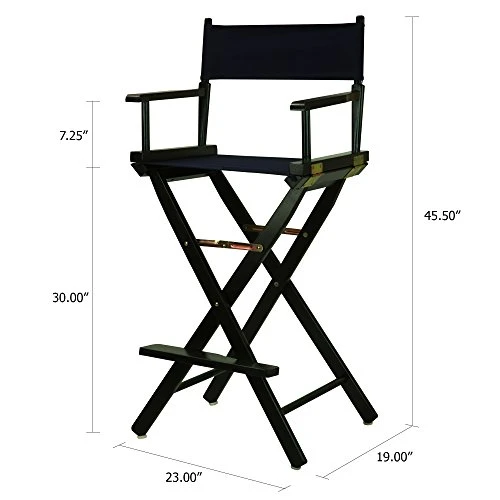 Casual Home 30" Director's Chair Black Frame-with Navy Canvas, Bar Height - Image 6