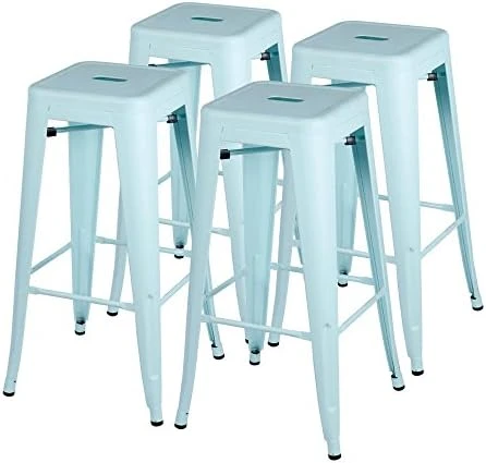 Furmax Indoor-Outdoor Counter Height Stackable Bar Stools Dream Blue, Set Of 4 - Image 7