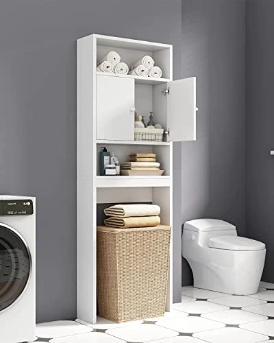 Aisfure Over The Toilet Storage Cabinet White 77", 3-Tier Bathroom Space Saver, Bathroom Organizer Shelf Over Toilet, Freestanding Multifunctional Laundry Organizer Toilet Rack - Image 4