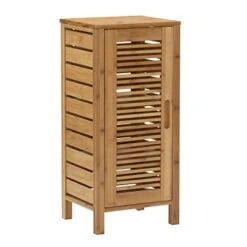 Linon Finn Bamboo Bathroom One Door Cabinet, Brown