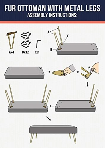 Ornavo Home Modern Contemporary Faux Fur Long Bench Ottoman Foot Rest Stool/Seat With Gold Metal Legs - 15" L X 45" W X 15" H (White) - Image 7