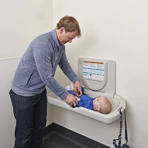 ECR4Kids Horizontal Wall-Mounted Changing Station With Slim Back, Baby Changer, White Granite - Image 5