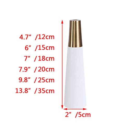 DMUNIZ Solid 4X Solid Wood Furniture Sofa Legs, Oak Tapered Wooden Replacement Sofa Couch Bench Chair Ottoman Coffee,Adjustable, Brass Feet Covers,White - Image 2