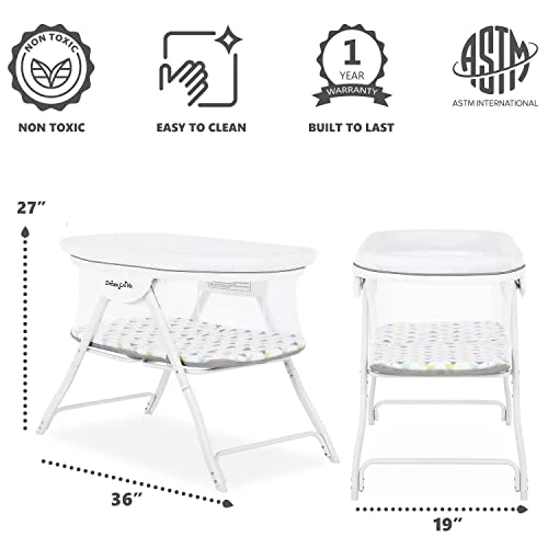 Dream On Me Poppy Traveler Portable Bassinet In White And Grey, Lightweight, Spacious And Convenient Mesh Design, JPMA Certified, Easy To Clean And Fold Baby Bassinet - Carry Bag Included - Image 3