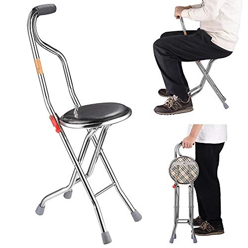 Medical Folding Walking Stick With Seat Four Legged Portable Travel Hiking Cane Chair Stool Eldely Care Aid Physical Rehabilitation US Delivery - Image 2