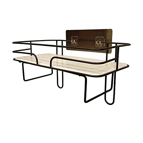 VOHYOV Over The Toilet Storage Shelf Bathroom Shelves For Storage Organizer Punch-Free Toilet Paper Holder With Shelf Wall Mounted Storage Shelves With Metal Frame Space Saver Black