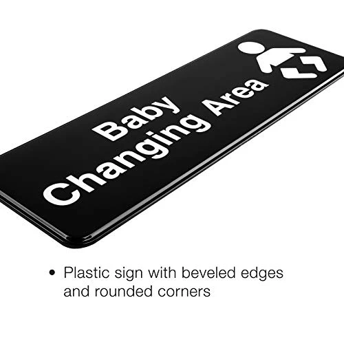 Excello Global Products Baby Changing Station Sign: Easy To Mount Informative Plastic Sign With Symbols 9x3, Pack Of 3 (Black) - Image 2