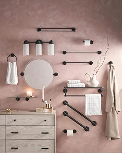 Moen DN0790BL Collection Iso Vanity Glass Shelf, Matte Black - Image 2