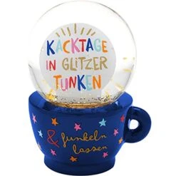 H:)PPY Life 47379 Dream Ball Sparkle Lassen, Glass, Polyresin, Gold Glitter, Multicoloured, Height 7 Cm