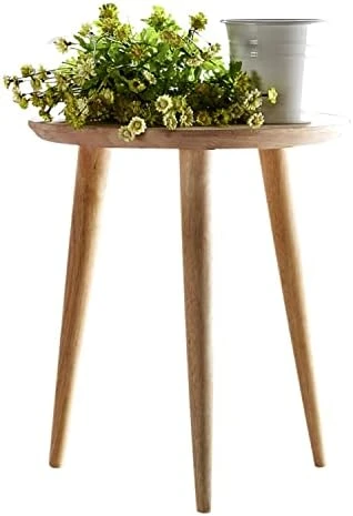 WoodShine Side Table Small Round Solid Wood Sofa Table End Tables Accent Nesting Coffee Table Natural(H:14.37inch) - Image 13