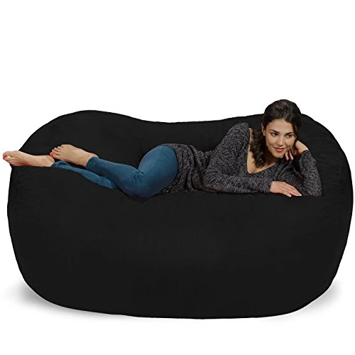 Chill Sack Bean Bag Chair: Huge 6' Memory Foam Furniture Bag And Large Lounger - Big Sofa With Soft Micro Fiber Cover - Black - Image 2