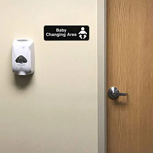Excello Global Products Baby Changing Station Sign: Easy To Mount Informative Plastic Sign With Symbols 9x3, Pack Of 3 (Black) - Image 3