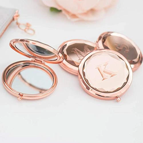 Clibeslty Personalized Bride Tribe Compact Mirrors Custom Graduation Travel Gifts For Her Rose Gold Compact Mirrors Bridesmaid Proposal Gifts Bridesmaid Christmas Graduation Gifts - Image 2