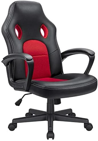 KaiMeng Office High Back Leather Computer Ergonomic Height Adjustable Racing Game Desk Executive Conference Task Chair, 19.5" X 20.1" X 44.2", Red - Image 10
