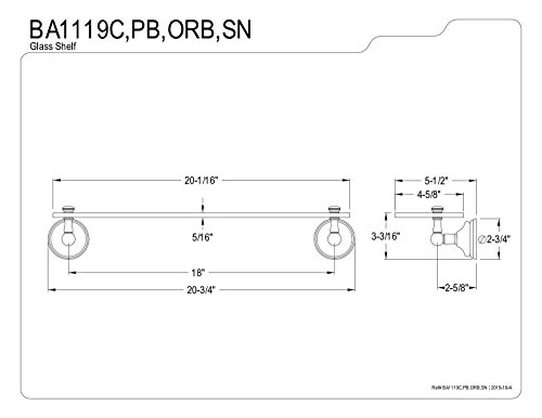 Kingston Brass BA1119PB Victorian Glass Shelf, Polished Brass - Image 4