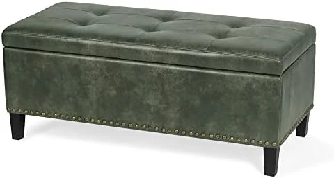 Joveco Storage Ottoman Bench Microfiber Rectangular Button Tufted Footstool Toy Chests & Storage Room Organizer (Dark Royal Blue) - Image 11