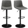 Yaheetech Swivel Bar Stools Set Of 2 For Kitchen Counter Adjustable Counter Height Bar Chairs With Back Tall Barstools PU Leather Kitchen Island Stools, Grey