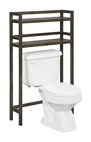 New Ridge Home Goods Dunnsville 2-Shelf Over The Toilet Space Saver With Side Storage, ESPRESSO