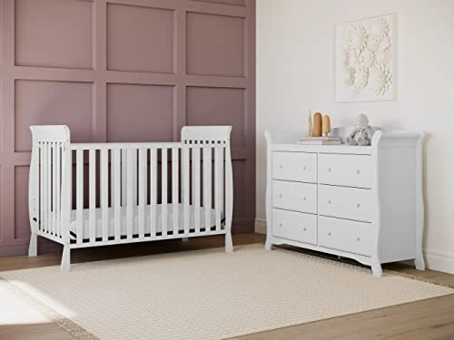 Storkcraft Maxwell Convertible Crib (White) – GREENGUARD Gold Certified, Converts To Toddler Bed And Daybed, Fits Standard Full-Size Crib Mattress, Classic Crib With Traditional Sleigh Design - Image 3