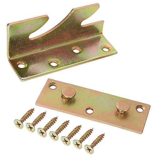 12 Sets Bed Rail Fittings No-Mortise Bed Rail Brackets Heavy Duty Bed Frame Hardware Rust Proof Bed Frame Connectors For Headboards, Footboards - With Screws