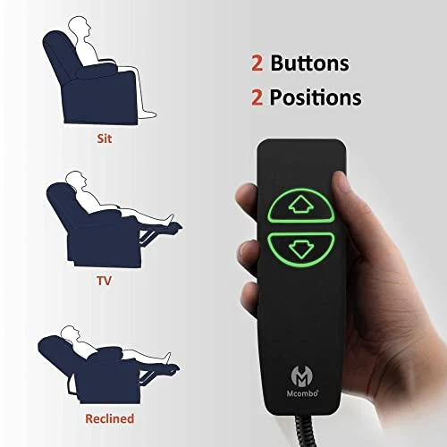 MCombo Electric Power Swivel Glider Recliner Chair With Heat And Vibrating For Nursery, USB Ports, Pillow, Cup Holders, Remote Control, Fabric 7752 (Navy Blue) - Image 4