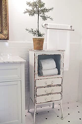 Creative Co-Op Metal 3 Drawers Cabinet, White - Image 3