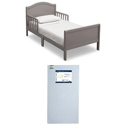 Delta Children Bennett Toddler Bed, Grey With Serta Perfect Start Crib And Toddler Mattress - Image 3