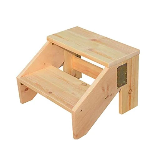 DINGZZ Step Stool Tier Wood Ladder, Design With Ladder, Stool And Storage Shelf, Multifunction Pine Wood Foldable