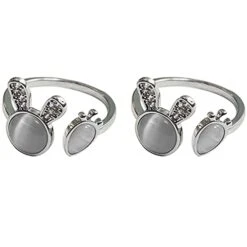 LALAFINA 2pcs Easter Finger Rings Bunny Rings Rabbit Finger Jwelries Open Ring For Girl Party Decorations