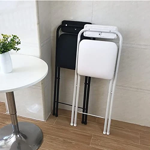 DDB Folding Bar Stool With Backrest,Leather Padded Counter Height Foldable Stool,Portable Folding Stool Tall Bar Stools For Outdoor Kitchen Shop Cafe,1 PC,Black,seat Height 27.5inch - Image 3