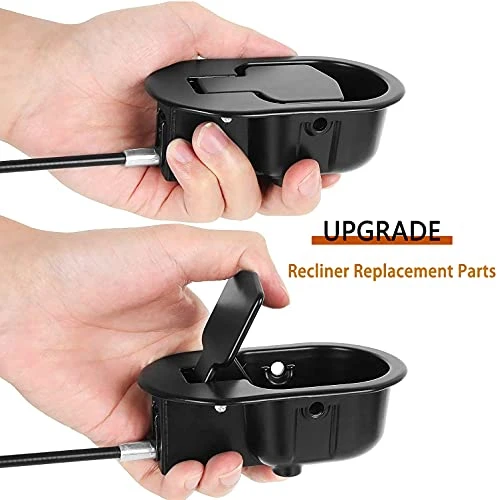 AnrSee 2-Sets Recliner Replacement Parts Universal Black Metal Pull Recliner Handle With Cable For Major Recliner Brands Couch Style Pull Chair Release Handle For Sofa - Image 3