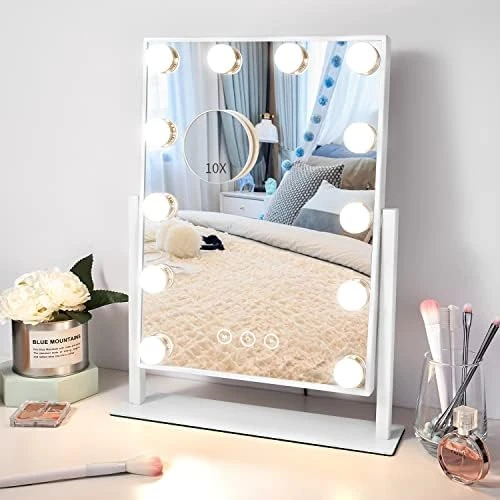 NUSVAN Vanity Mirror With Lights,Makeup Mirror With Lights With 9 Dimmable LED Bulbs, 3 Color Lighting Modes Detachable 10X Magnification Mirror Touch Control,360°Rotation - Image 7