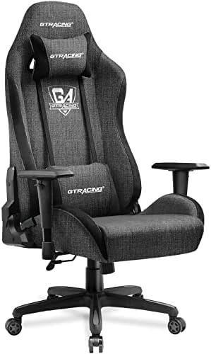 GTRACING Gaming Chair, Fabric Computer Chair, High Back Ergonomic Reclining Swivel Chair With Premium Breathable Cloth Cushion And Headrest&Lumbar Support (Dark) - Image 8