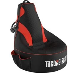 Gaming Bean Bag Chair For Adults [Cover ONLY No Filling] With High Back - Fun Gaming Sofa - Big Bean Bag Chairs For Teens And Kids - Dorm Chair - Gamer Beanbag Gaming Chair (Black/Red)