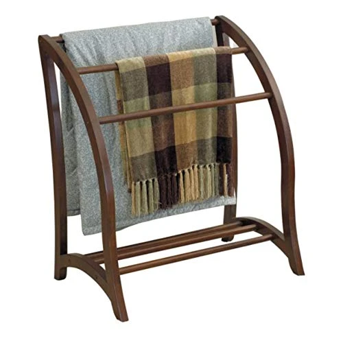 Contemporary Home Living 36" Walnut Brown Solid Organization Blanket Rack - Image 2