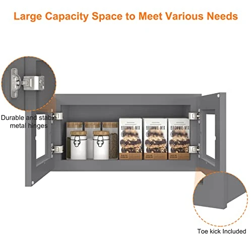 LOVMOR Wall-Mounted Cabinets, Medicine Cabinets With Soft-Close Doors, Decorative Furniture For Living Rooms, Bedrooms, Kitchens, Laundry Rooms (Glass Not Included) - Image 2