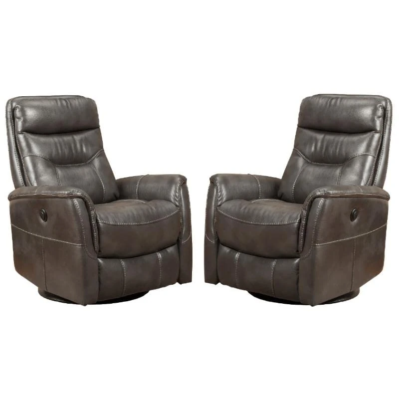 Home Square Swivel Polyester Glider Recliner In Flint Gray - Set Of 2
