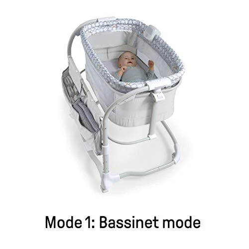 Ingenuity Dream & Grow Bedside Baby Bassinet 2-Mode Crib 0-12 Months, Adjustable Height - Dalton (Grey) - Image 3