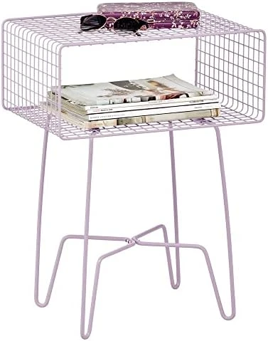 MDesign Modern Industrial Side Table With Storage Shelf, 2-Tier Metal Minimal End Table, Metallic Caged Grid - Accent Furniture For Living Room, Bedroom, Office, Dorm Room, Concerto Collection, Black - Image 13