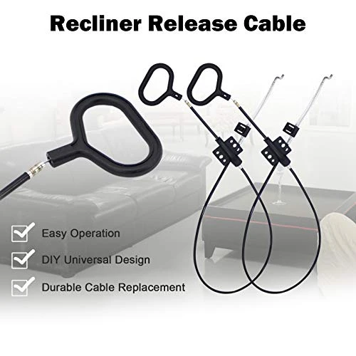 Nonley Sofa Recliner Cables, 2 Pack Couch Release Cables Recliner Replacement Parts D Ring Couch Recliner Pull Handle, Hook Exposed Cable With S Tip For Sofa, Black - Image 3