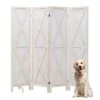 ECOMEX 4 Panel Room Divider 5.8 FT Foldable Panel, Privacy Wall Portable Room Dividers Screen Wood Room Mesh Durable Design Freestanding Wooden Separator(Cream X)
