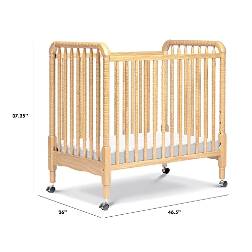 DaVinci Jenny Lind 3-in-1 Convertible Mini Crib In Natural, Removable Wheels, Greenguard Gold Certified - Image 5