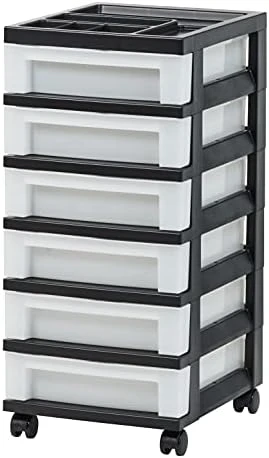 IRIS USA Craft Plastic Organizers And Storage, Rolling Storage Cart For Classroom Supplies, Storage Organizer For Art Supplies, Drawer Top Organizer For Small Parts, 4 Drawer, Black/Pearl - Image 7