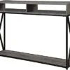 Convenience Concepts Tucson Deluxe Console Table With Shelf, Weathered Gray/Black