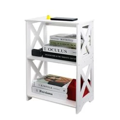 Lechay Small Side Table, White End Table Skinny Tables For Small Spaces Slim Nightstand Small Bookshelf For Bedroom Office