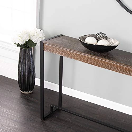 SEI Furniture Macen Narrow Console Table, 54", Burnt Oak, Black - Image 5
